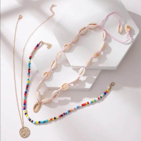 3 Pc. Bead + Shell Necklace Set - Picture 2 of 4